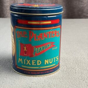 Vintage Planters Mr Peanut Limited Edition Mixed Nuts Tin Blue Collectible 14oz